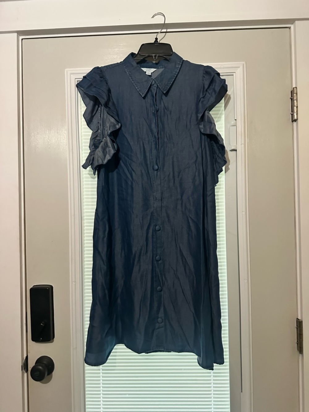 crown & ivy Navy Blue Ruffle-Sleeve Midi Dress